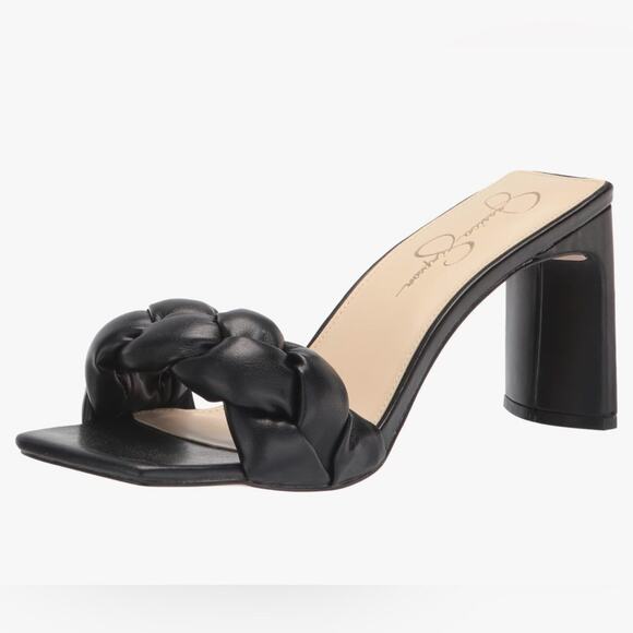 Jessica Simpson Sassia Slip On Square Toe Slide Black Braided sandals size 6.5 - Picture 1 of 9